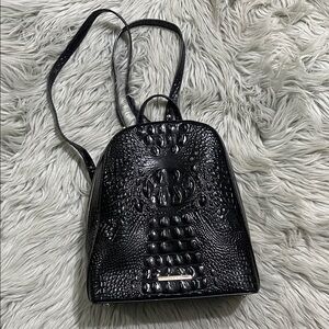 Brahmin Glossy Black Embossed Backpack